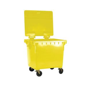 2Work Wheelie Bin 1100 Litre with Lockable Lid Yellow 2W10831