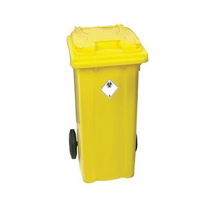 2Work Wheelie Bin Clinical Waste 80 Litre 2 Wheel Lock Yellow 2W10898