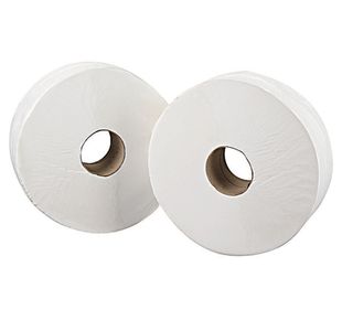 2Work Jumbo Toilet Roll 2-Ply White 92mmx410m Core 76mm (Pack of 6) 2W70203
