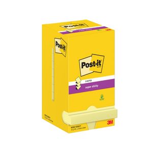 Post-it Super Sticky Z-Notes 76x76mm 90 Sheets Cardboard Packaging Yellow (Pack of 12) R330-12SSCY