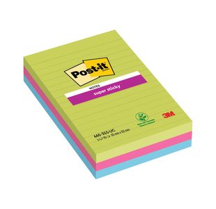 Post-it Notes Super Sticky 101x152mm Lined Ultra (Pack of 3) 660-3SSUC