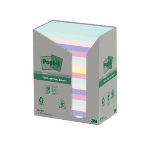 Post-it Recycled Ast Colour 76x127mm 100 Sheet Pack of 16 655-1RPTN