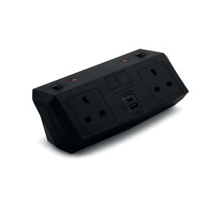 5 Star On Desk Power Module 2xUK Socket Dual USB Port Type A+C PD/QC Charger 2m Lead Black 20000016