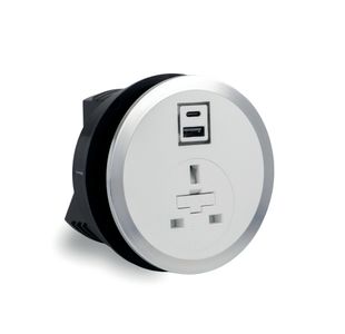 5 Star In Desk Power Module 1xUK Socket 1xUSB A+C PD 35W Charger 2m Lead White 20000017