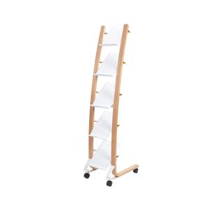 Alba Mobile Narrow Literature Display 5 Compartments A4 Natural Frame White Compartments DD5PMW BC