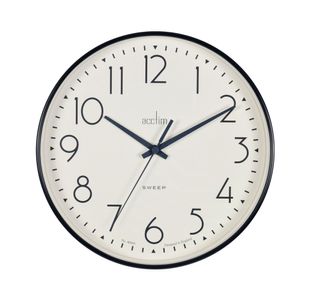 Acctim Earl Wall Clock Non Ticking Sweep Seconds Hand 250mm Diameter Black 22563