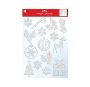 Giftmaker Flock Window Xmas Stickers White Pack of 24 XGIMDEC4A641