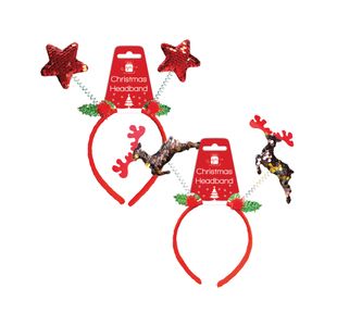 Giftmaker Reindeer and Star Sequin Headband Pack of 24 XGIMDEC5A102