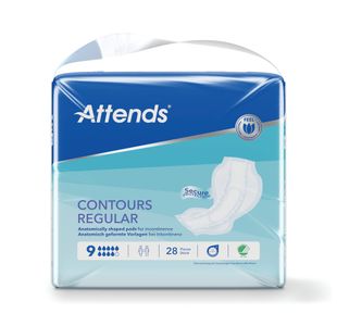Attends Contours Incontinence Pads Size 9 Regular Pack of 28 201312