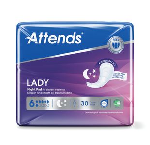 Attends Lady Incontinence Pads Size 6 Night Pack of 30 211939