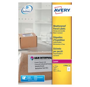 Avery Weatherproof Shipping Label 4 Per Sheet (Pack of 100) L7994-25