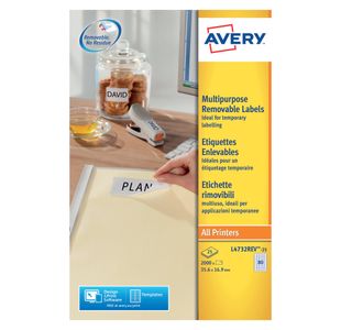 Avery Removable Labels 80 Per Sheet White (Pack of 2000) L4732REV-25