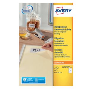 Avery Removable Labels 27 Per Sheet White (Pack of 675) L4737REV-25