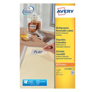 Avery Laser Mini Labels 25.4x10mm 189 per sheet White (Pack of 4725) L4731REV-25