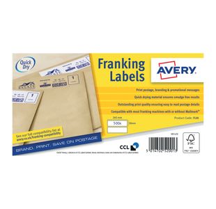 Avery Franking Label 140x38mm 2 Per Sheet White (Pack of 1000) FL01