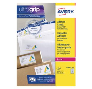 Avery Mini Labels 38x21mm White (Pack of 16250) L7651-250