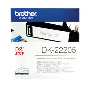 Brother Continuous Paper Labelling Tape 62mm x 30.48m Black on White DK22205