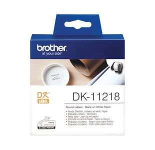 Brother Label Roll 24mm Round 1000 Per Roll Black on White DK11218