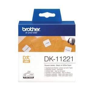 Brother Label Roll 23 x 23mm Black on White DK11221