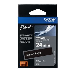 Brother P-Touch Stencil Tape Cassette 24mm x 3m Black STE-151