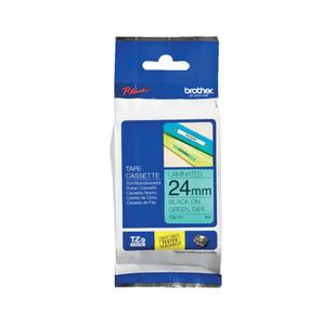 Brother P-Touch TZe Lam Tape Cassette 24mm x 8m Black on Green Tape TZE751