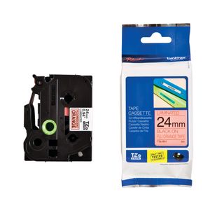 Brother P-Touch TZe Lam Tape Cassette 24mm x 8m Black on Fluorescent Orange Tape TZEB51