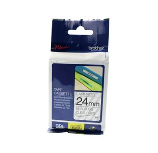 Brother P-Touch TZe Lam Tape Cassette 24mm x 8m Black on Clear Tape TZE151