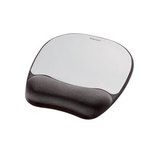 Fellowes Memory Foam Mouse Pad Wrist Support Black/Silver 9175801