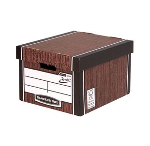 Bankers Box Premium Presto Storage Box Woodgrain (Pack of 10) 7250501
