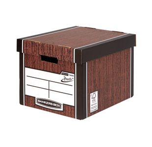 Bankers Box Premium Presto Storage Box Woodgrain (Pack of 10) 7260501