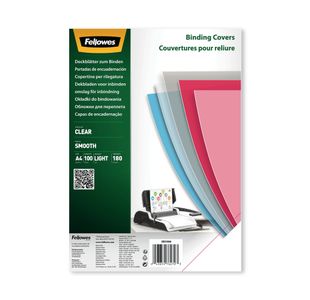 Fellowes Binding Covers for Comb/Wire Binding Machines A4 180 Micron Clear PET (Pack of 100) 5384601