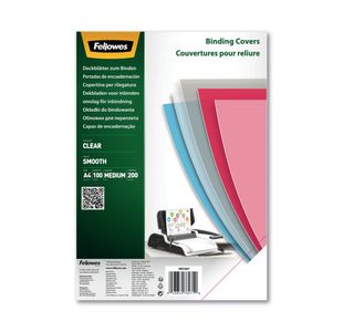 Fellowes Binding Covers for Comb/Wire Binding Machines A4 200 Micron Clear PET (Pack of 100) 5384701