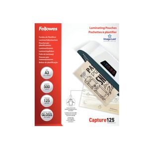 Fellowes Laminating Pouches 250 Micron Total Thickness Gloss A3 (Pack of 500) 100144250