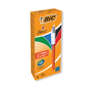 Bic 4 Colours Ballpoint Pen Orange Barrel Fine (Pack of 12) 982867