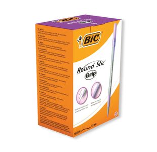 Bic Round Stic Grip Ballpoint Pen Purple (Pack of 40) 920412