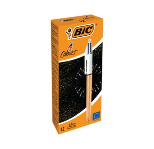 Bic 4 Colour Party Ballpoint Champagne Barrel Pack of 12 3086123595125