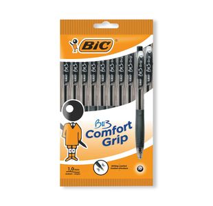 Bic BU3 Grip Retractable Ballpoint Pen Black Pack of 10 996727