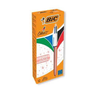 Bic 4 Colours Retractable Ballpoint Pen Rose Gold (Pack of 12) 951737