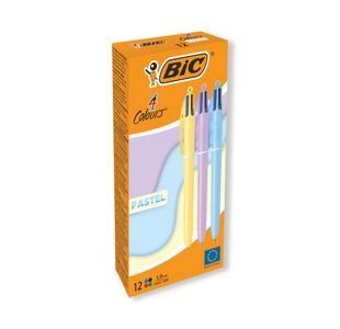 Bic 4 Colours Ballpoint Pen Pastel Barrel Medium (Pack of 12) 517320