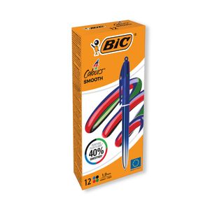 Bic 4 Colours Pro Ballpoint Pen Blue Barrel Medium (Pack of 12) 524091