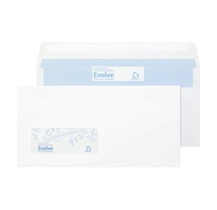 Evolve DL Envelope Recycled Window Wallet Self Seal 90gsm White (Pack of 1000) RD7884