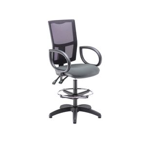 5 Star Lumo Mesh Chair Fixed Arms/Draughtsman Kit Charcoal SF2096687