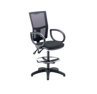 5 Star Lumo Mesh Chair Fixed Arms and Draughtsman Kit Black SF7742798