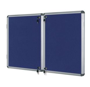 Bi-Office Enclore Display Case Blue Felt Acrylic Aluminium Frame 28xA4 VT780107150