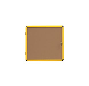 Bi-Office Ultrabrite Cork Display Case Acrylic Yellow Aluminium Frame 12xA4 VT6601611511