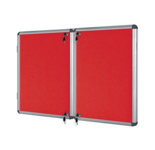 Bi-Office Enclore Display Case Red Felt Acrylic Aluminium Frame 40xA4 VT750105150