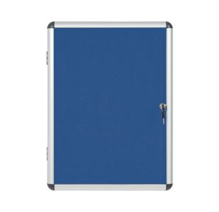 Bi-Office Enclore Display Case Blue Felt Acrylic Aluminium Frame 4xA4 VT610107150