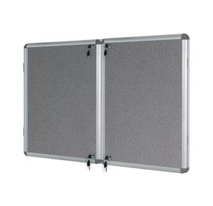 Bi-Office Enclore Display Case Grey Felt Acrylic Aluminium Frame 40xA4 VT750103150
