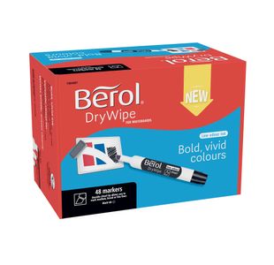 Berol Drywipe Marker Chisel Tip Black (48 Pack) 1984887