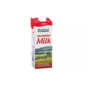 Lakeland Skimmed Long Life Milk 1 Litre (Pack of 12) 123028